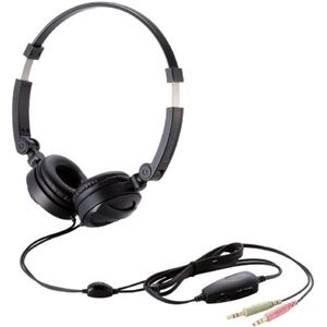 エレコム ヘッドセットマイクロフォン/両耳オーバーヘッド/1.2m/チタン振動板搭載/ブラック HS-HP12BK