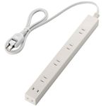 エレコム スリムタップ/雷ガード/6個口/1m/ホワイト T-SLK-2610WH