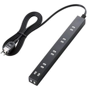 エレコム スリムタップ/雷ガード/6個口/2m/ブラック T-SLK-2620BK