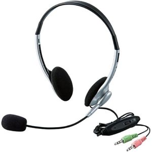 エレコム ヘッドセット(両耳オーバーヘッドタイプ)/ステレオミニジャック/1.2m/シルバー HS-HP15SV