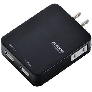 エレコム iPhone用 USB充電2ポート付き電源タップ/ブラック T-UH01-12200BK