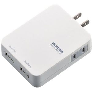 エレコム iPhone用 USB充電2ポート付き電源タップ/ホワイト T-UH01-12200WH