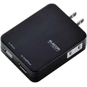 エレコム iPhone/スマートフォン用USB充電ポート付きタップ/ブラック T-UHS01-12200BK