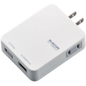 エレコム iPhone/スマートフォン用USB充電ポート付きタップ/ホワイト T-UHS01-12200WH