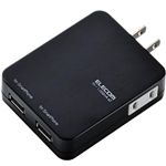 エレコム スマートフォン用USB充電2ポート付きタップ/ブラック T-US01-12200BK
