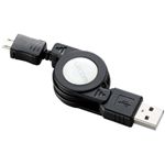 エレコム スマートフォン用充電/データ転送/Micro-USB(A-MicroB)ケーブル/巻き取りタイプ/0.7m U2C-AMBIRL07BK