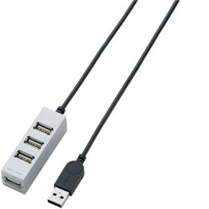 エレコム USB2.0対応 4ポートUSBハブ/バスパワー/シルバー U2H-AP001BSV