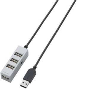 エレコム USB2.0対応 4ポートUSBハブ/セルフ/バスパワー両用/シルバー U2H-AP001SSV