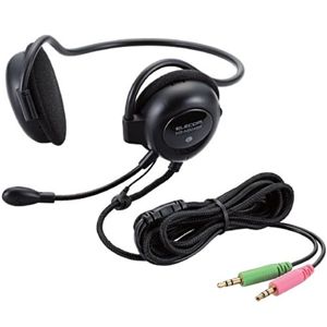 エレコム ヘッドセット/両耳ネックバンドタイプ/3.5φステレオミニプラグ HS-NB04BK