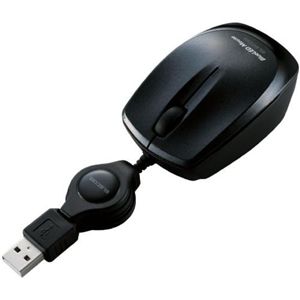 エレコム 有線巻き取り式BlueLEDマウス/3ボタン/ブラック M-BL1UBBK