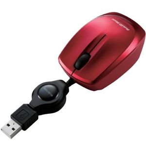 エレコム 有線巻き取り式BlueLEDマウス/3ボタン/レッド M-BL1UBRD