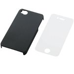 エレコム iPhone 4S用シェルカバー(液晶保護フィルム付)/ラバー/ブラック PS-A11PVRBK