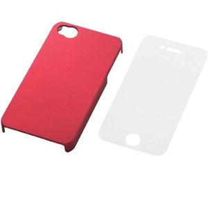 エレコム iPhone 4S用シェルカバー(液晶保護フィルム付)/ラバー/レッド PS-A11PVRRD