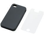 エレコム iPhone 4S用シリコンケース(液晶保護フィルム付)/ブラック PS-A11SCBK