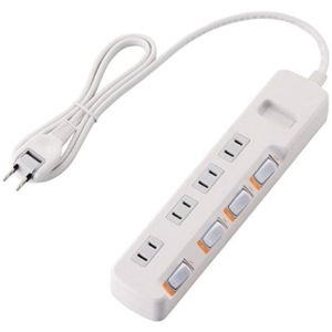 エレコム 光らないスイッチ付き節電タップ T-EE02-2410WH