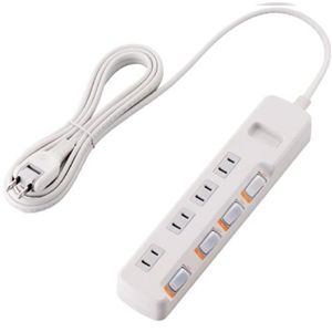 エレコム 光らないスイッチ付き節電タップ T-EE02-2430WH