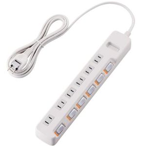 エレコム 光らないスイッチ付き節電タップ T-EE02-2620WH