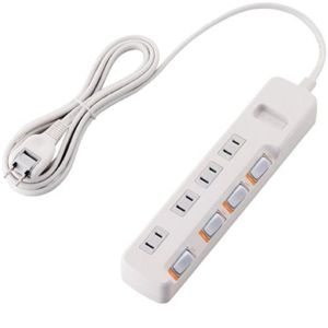 エレコム 光らないスイッチ付き節電タップ(雷ガード付き) T-KE03-2420WH