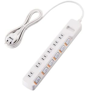 エレコム 光らないスイッチ付き節電タップ(雷ガード付き) T-KE03-2620WH