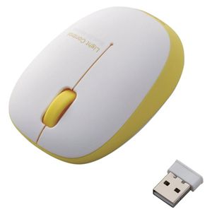 エレコム ワイヤレスBlueLEDマウス/5ボタン/USB/イエロー M-BL5DBYL