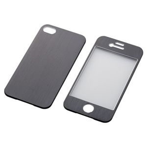 エレコム iPhone 4/4S用 アルミパネル/液晶保護フィルム付/ブラック PS-A11ALPBK