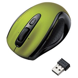 エレコム 5ボタン ワイヤレス(2.4GHz)BlueLEDマウス/グリーン M-BL09DBGN