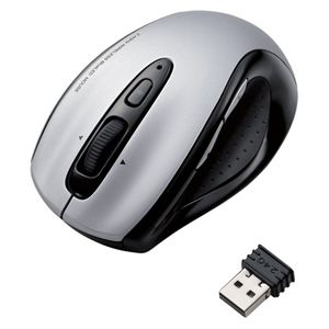 エレコム 5ボタン ワイヤレス(2.4GHz)BlueLEDマウス/シルバー M-BL09DBSV
