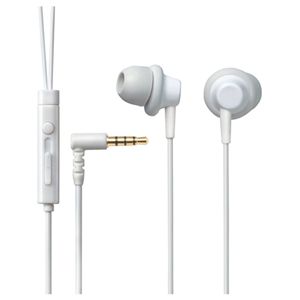 エレコム スマートフォン用 ステレオヘッドホンマイク(シリコンリング付)/密閉型/耳栓/ホワイト EHP-CS3530MWH