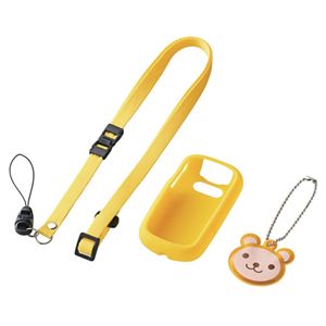 エレコム docomo キッズケータイ(HW-01D)用 シリコンケースセット/イエロー PD-HW01STYL