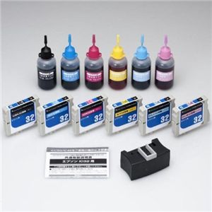 G&G EPSON/IC6CL32/詰替えインクカートリッジ+補充インクセット/6色パック NRE-IC32-6PS