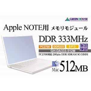 グリーンハウス Mac ノート用 DDRメモリ PC2700 CL2.5 512MB GH-DA333-512M