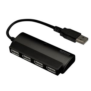 グリーンハウス USB2.0 4ポートコンパクトハブブラック GH-UHK204SK