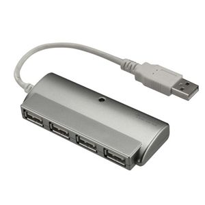 グリーンハウス USB2.0 4ポートコンパクトハブシルバー GH-UHK204SS