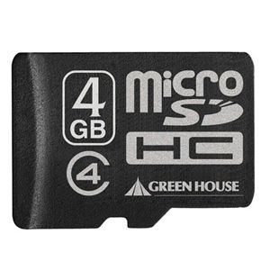 グリーンハウス Class4対応マイクロSDHCカード 4GB 3年保証 SDアダプタ付属 GH-SDMRHC4G4