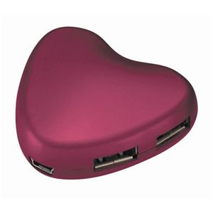 グリーンハウス ハート型USBハブ マゼンダ GH-UH204HTM