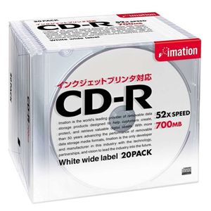 イメーション データ用追記型 CD-R 700MB(52倍速対応/プリンタブル/ホワイト)20枚パック CDR80PWBX20P