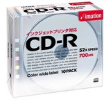 イメーション データ用追記型 CD-R 700MB(52倍速対応/ワイドカラーMIXプリンタブル)10枚パック CDR80PCBX10P