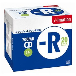 イメーション 700MB/52X インクジェットプリンタ対応ホワイト 5mmスリムケース1枚入x20枚 CDR80PWBX20PL