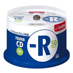 イメーション 700MB/52X インクジェットプリンタ対応ホワイト スピンドルケース50枚入 CDR80PWBX50SL
