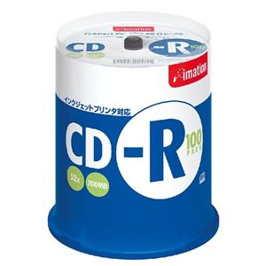 イメーション 700MB/52x インクジェットプリンタ対応ホワイト スピンドルケース100枚入 CDR80PWBX100SL