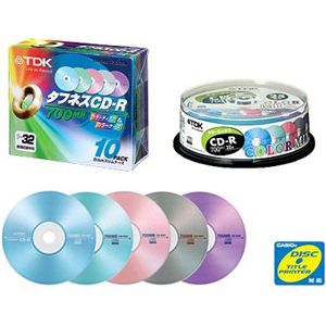 TDK CD-R 700MB 32X 5色ミックス/薄型5mmカラーケース×各4枚 CD-R80TX20CCN