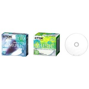 TDK 録音用CD-R 80分 インクジェットプリンタ対応ホワイトワイド 5mmケース入X20枚 CD-RDE80PWX20N