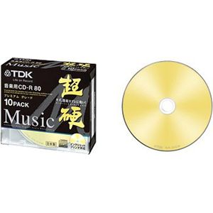 TDK 録音用CD-R 超硬 80分 インクジェットプリンタ対応ゴールドワイド 5mmケース入X10枚 CD-RHC80PWGX10A