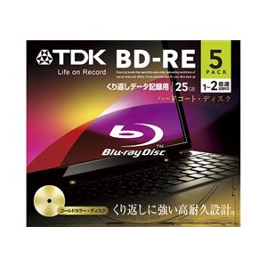 TDK データ用 書き換え型ブルーレイディスク 25GB 1-2倍速対応 ノーマルレーベル(ゴールド) 5枚パック BED25A5A