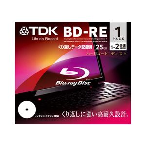 TDK データ用 書き換え型ブルーレイディスク 25GB 1-2倍速対応 ワイドプリント仕様ホワイト 1枚パック BED25PWA1A