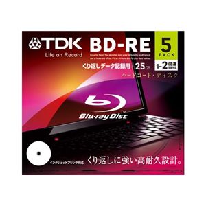 TDK データ用 書き換え型ブルーレイディスク 25GB 1-2倍速対応 ワイドプリント仕様ホワイト 5枚パック BED25PWA5A