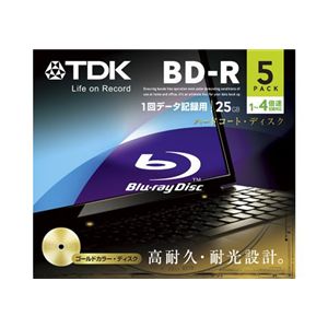 TDK データ用 追記型ブルーレイディスク 25GB 1-4倍速対応 ノーマルレーベル(ゴールド) 5枚パック BRD25B5A