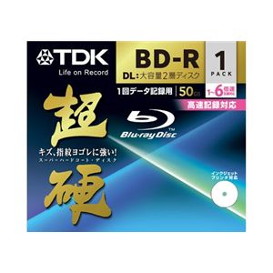 TDK データ用 追記型ブルーレイディスク 50GB 1-6倍速対応 超硬 ワイドプリント仕様ホワイト 1枚パック BRD50HCPWC1A