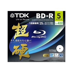 TDK 録画用 追記型ブルーレイディスク 25GB 1-4倍速対応 超硬 ワイドプリント仕様ホワイト 5枚パック BRV25HCPWB5A