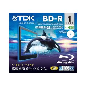 TDK 録画用 追記型ブルーレイディスク 25GB 1-4倍速対応 ワイドプリント仕様ホワイト 1枚パック BRV25PWB1A